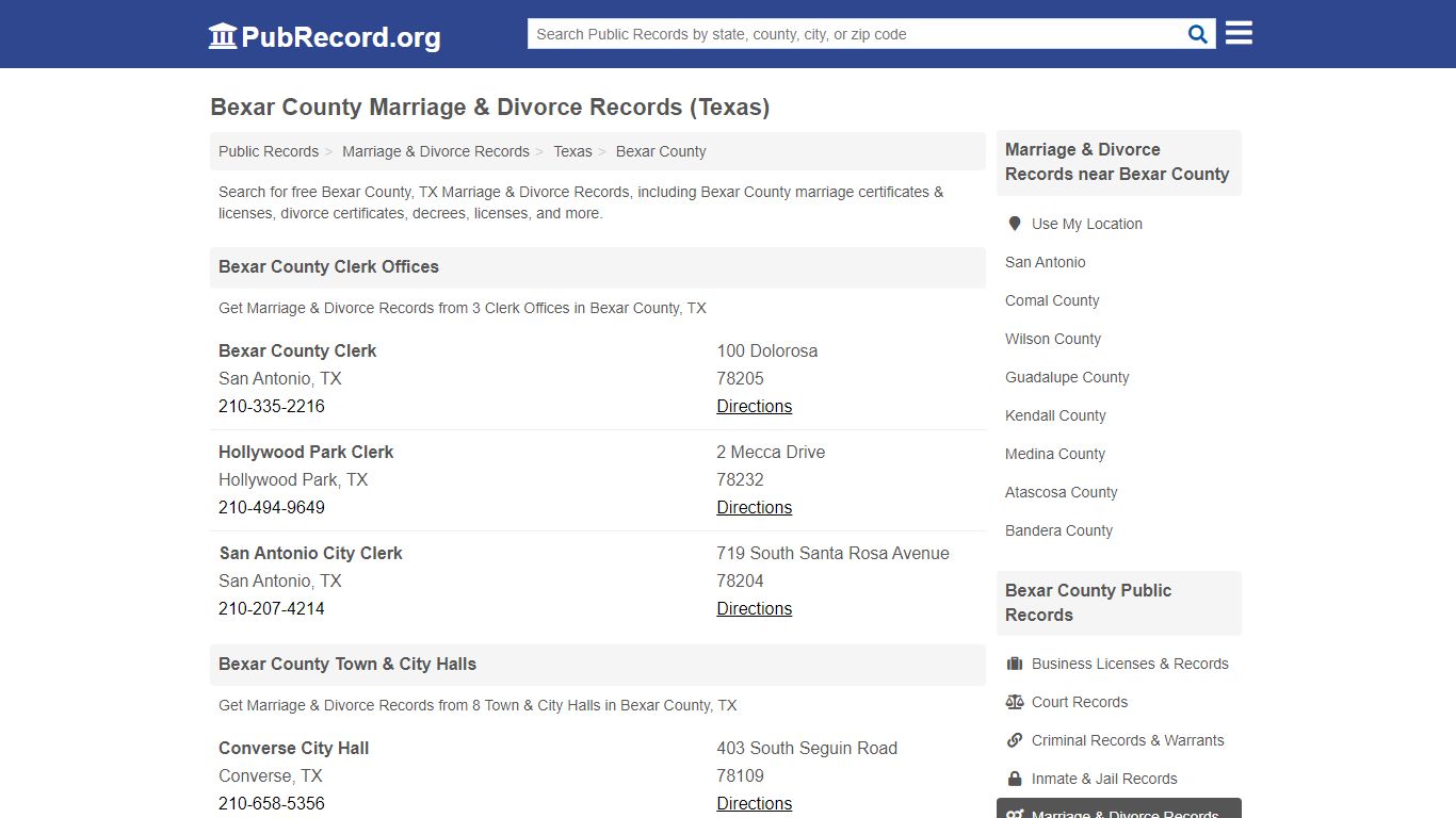 Bexar County Marriage & Divorce Records (Texas)